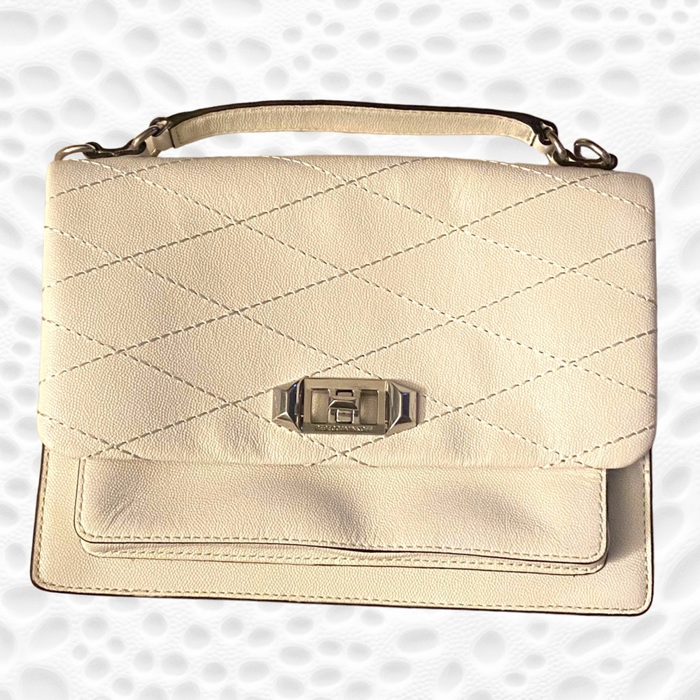 Rebecca Minkoff Je Tβaime Cream Leather Convertible Medium Satchel Crossbody - Picture 2 of 12